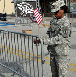 Soldier with American flag